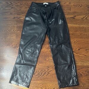 Abercrombie & Fitch Black Faux Leather Flare Pants